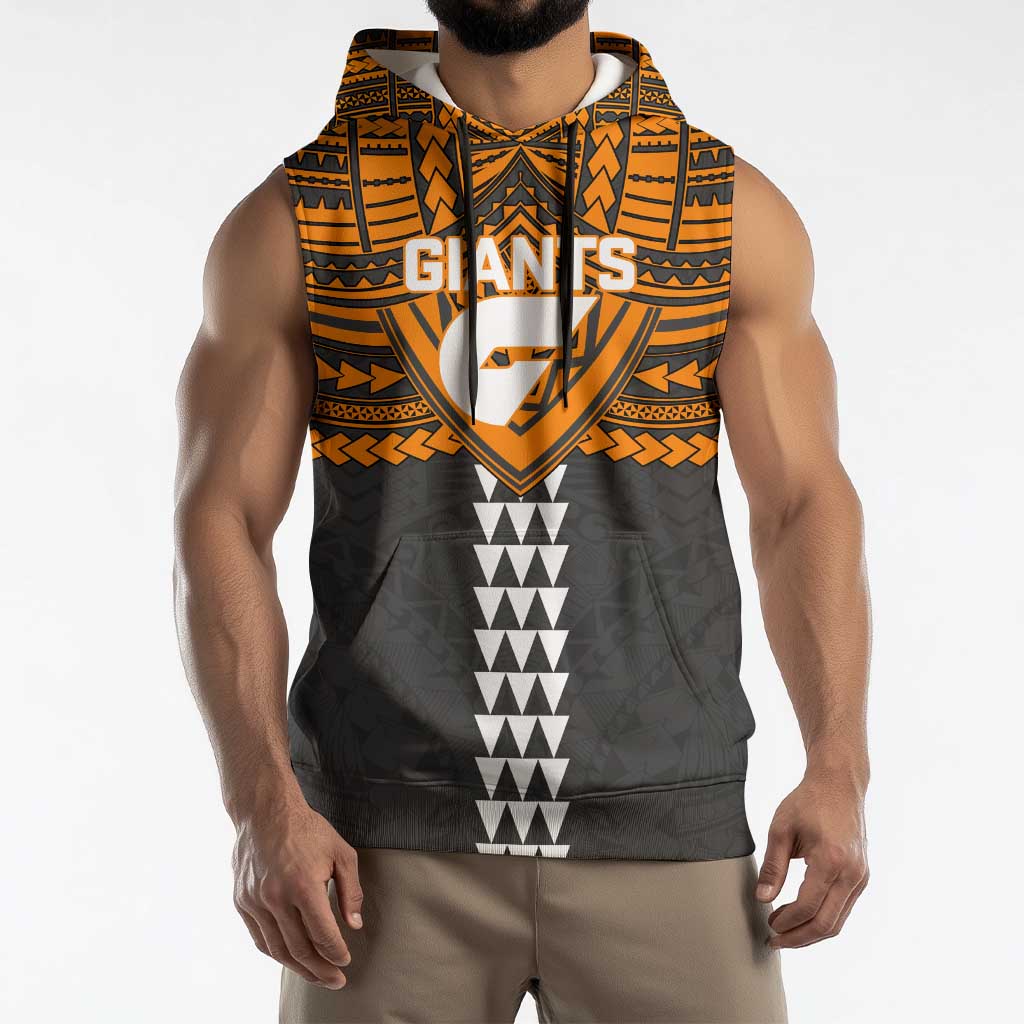 Personalized GWS Giants Sleeveless Hoodie Polynesian Tribal Pattern Heritage Football