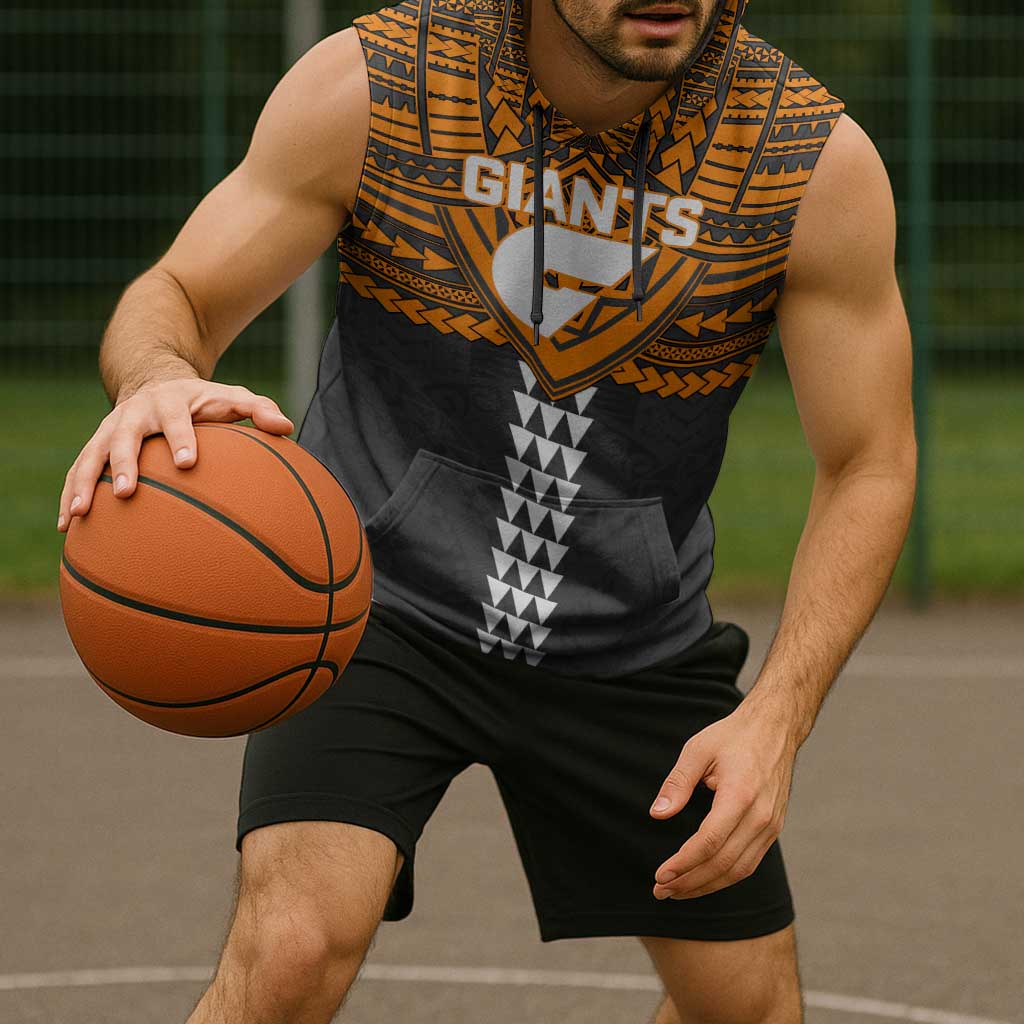 Personalized GWS Giants Sleeveless Hoodie Polynesian Tribal Pattern Heritage Football