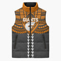 Personalized GWS Giants Sleeveless Puffer Jacket Polynesian Tribal Pattern Heritage Football