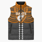 Personalized GWS Giants Sleeveless Puffer Jacket Polynesian Tribal Pattern Heritage Football