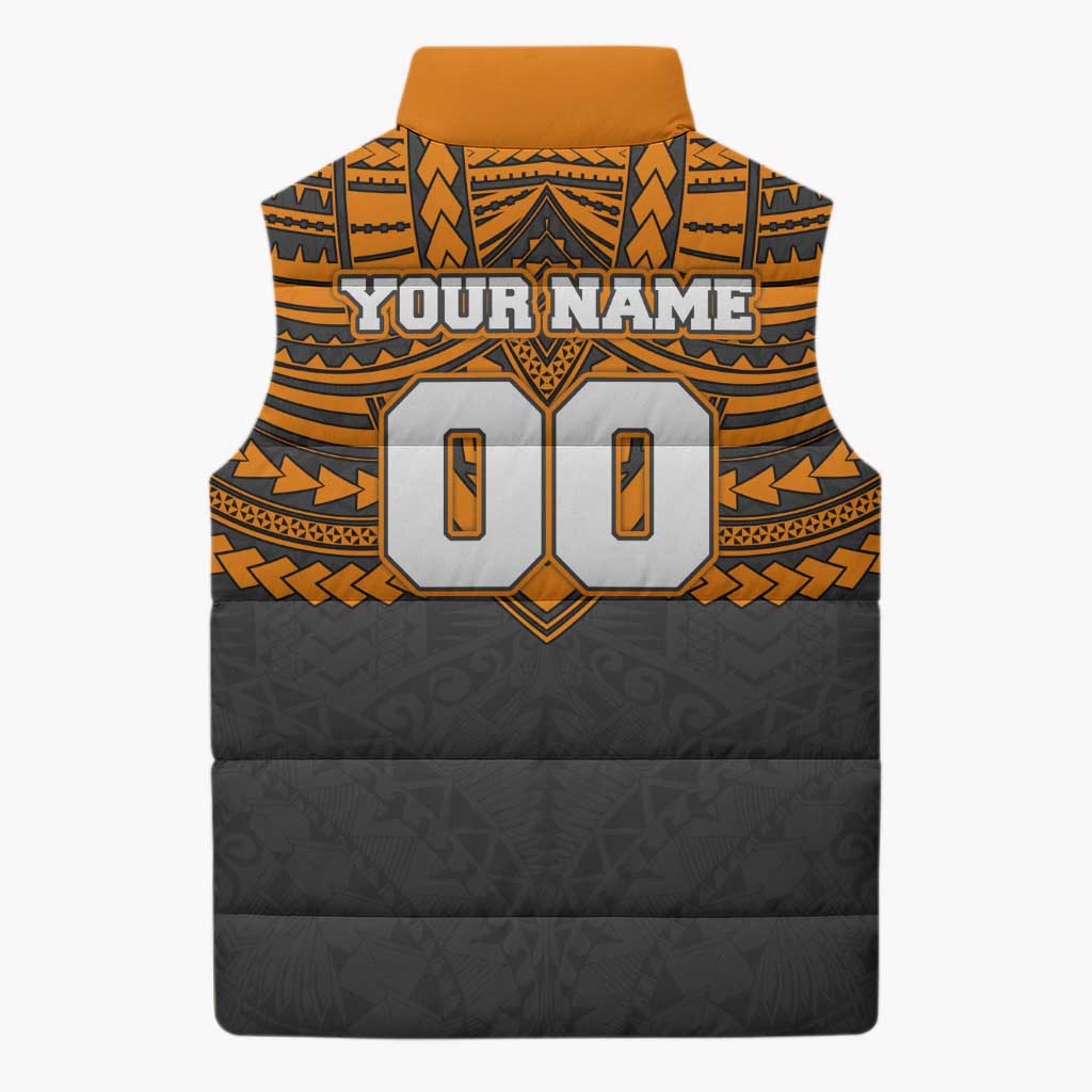 Personalized GWS Giants Sleeveless Puffer Jacket Polynesian Tribal Pattern Heritage Football