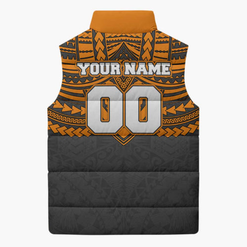 Personalized GWS Giants Sleeveless Puffer Jacket Polynesian Tribal Pattern Heritage Football