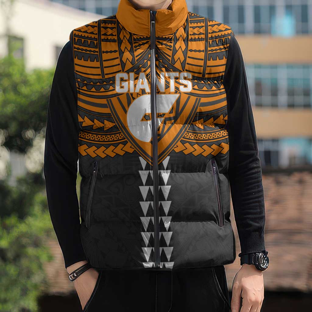 Personalized GWS Giants Sleeveless Puffer Jacket Polynesian Tribal Pattern Heritage Football