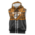 Personalized GWS Giants Sleeveless Zip Hoodie Polynesian Tribal Pattern Heritage Football