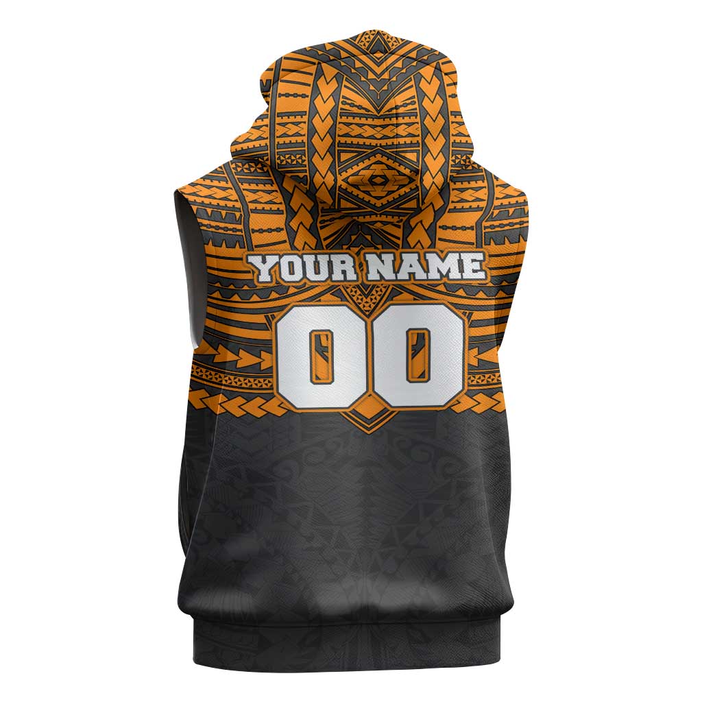 Personalized GWS Giants Sleeveless Zip Hoodie Polynesian Tribal Pattern Heritage Football