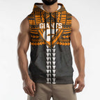 Personalized GWS Giants Sleeveless Zip Hoodie Polynesian Tribal Pattern Heritage Football