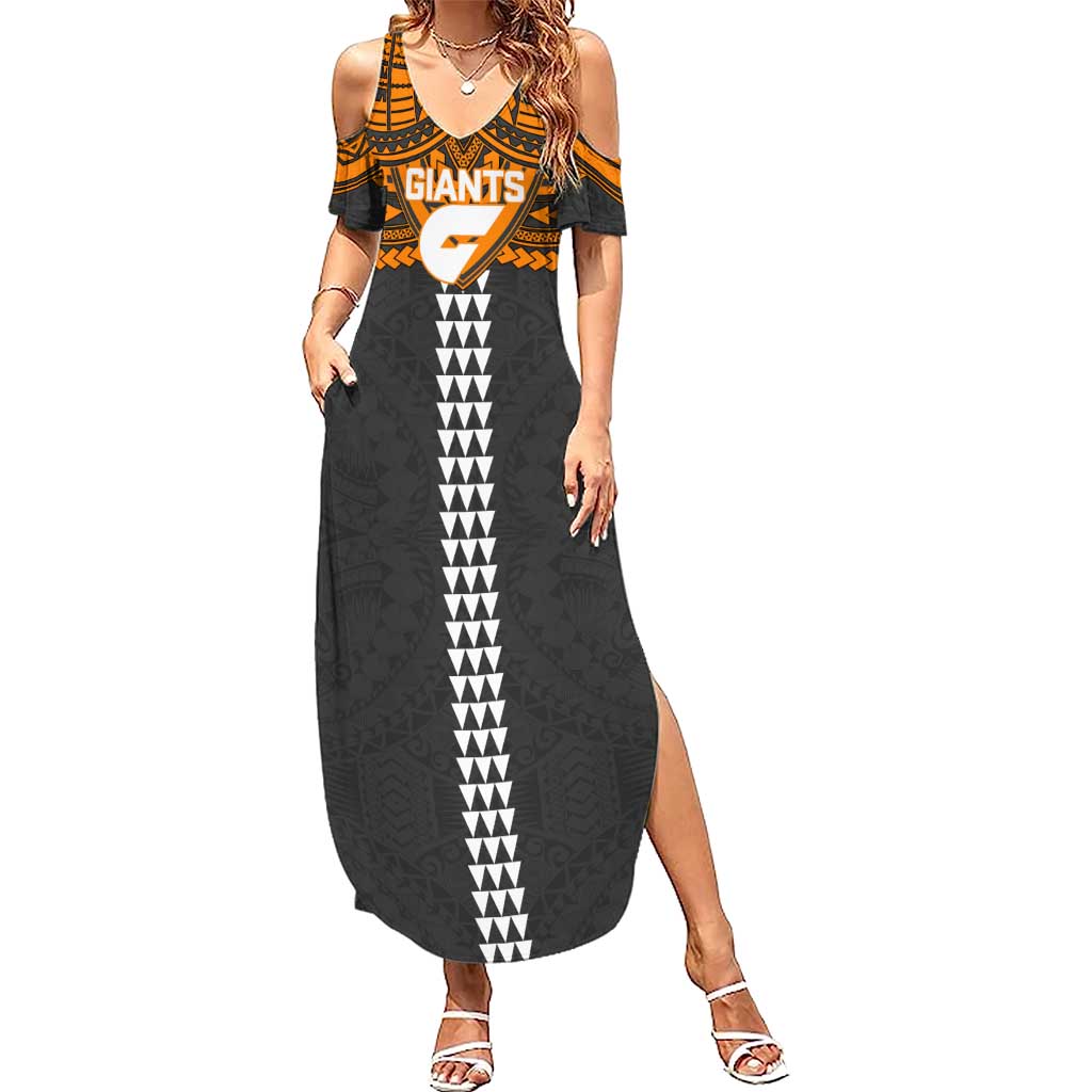 Personalized GWS Giants Summer Maxi Dress Polynesian Tribal Pattern Heritage Football