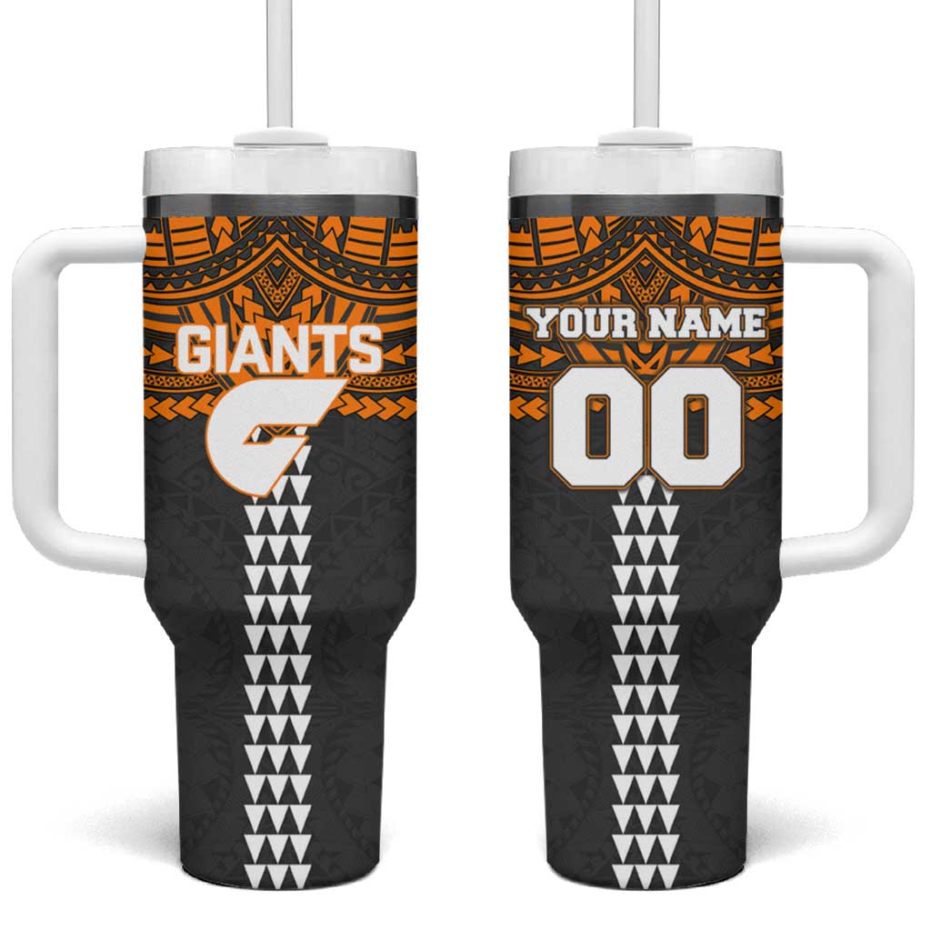 Personalized GWS Giants Tumbler With Handle Polynesian Tribal Pattern Heritage Football