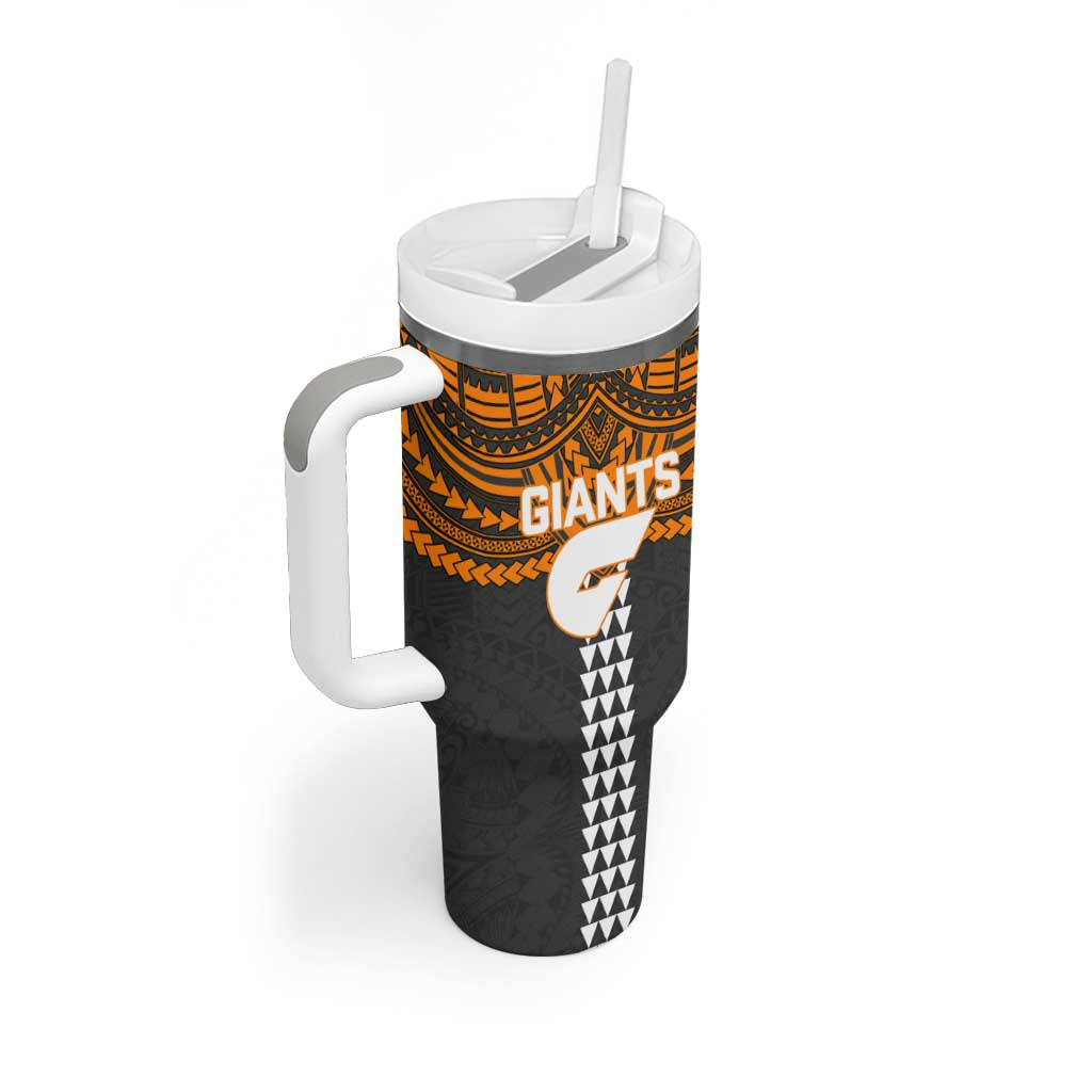 Personalized GWS Giants Tumbler With Handle Polynesian Tribal Pattern Heritage Football
