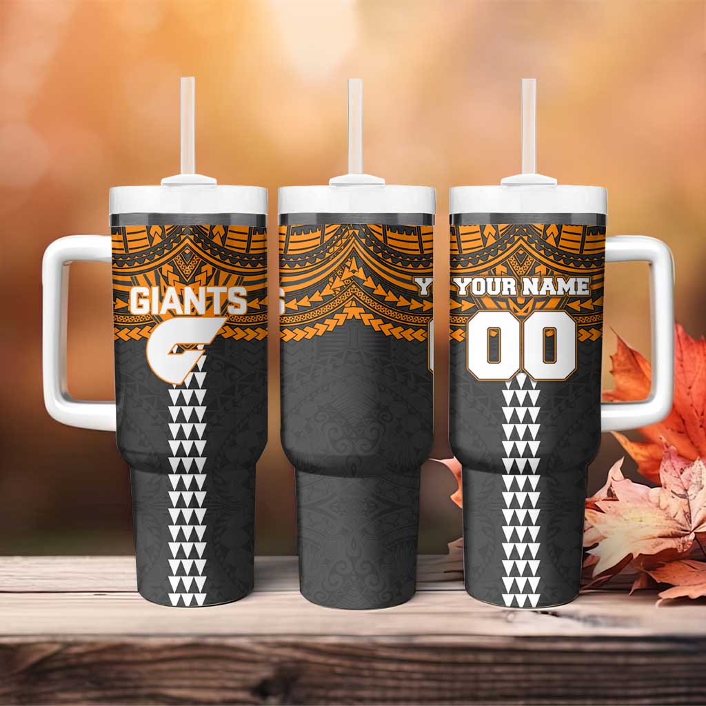 Personalized GWS Giants Tumbler With Handle Polynesian Tribal Pattern Heritage Football