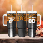 Personalized GWS Giants Tumbler With Handle Polynesian Tribal Pattern Heritage Football