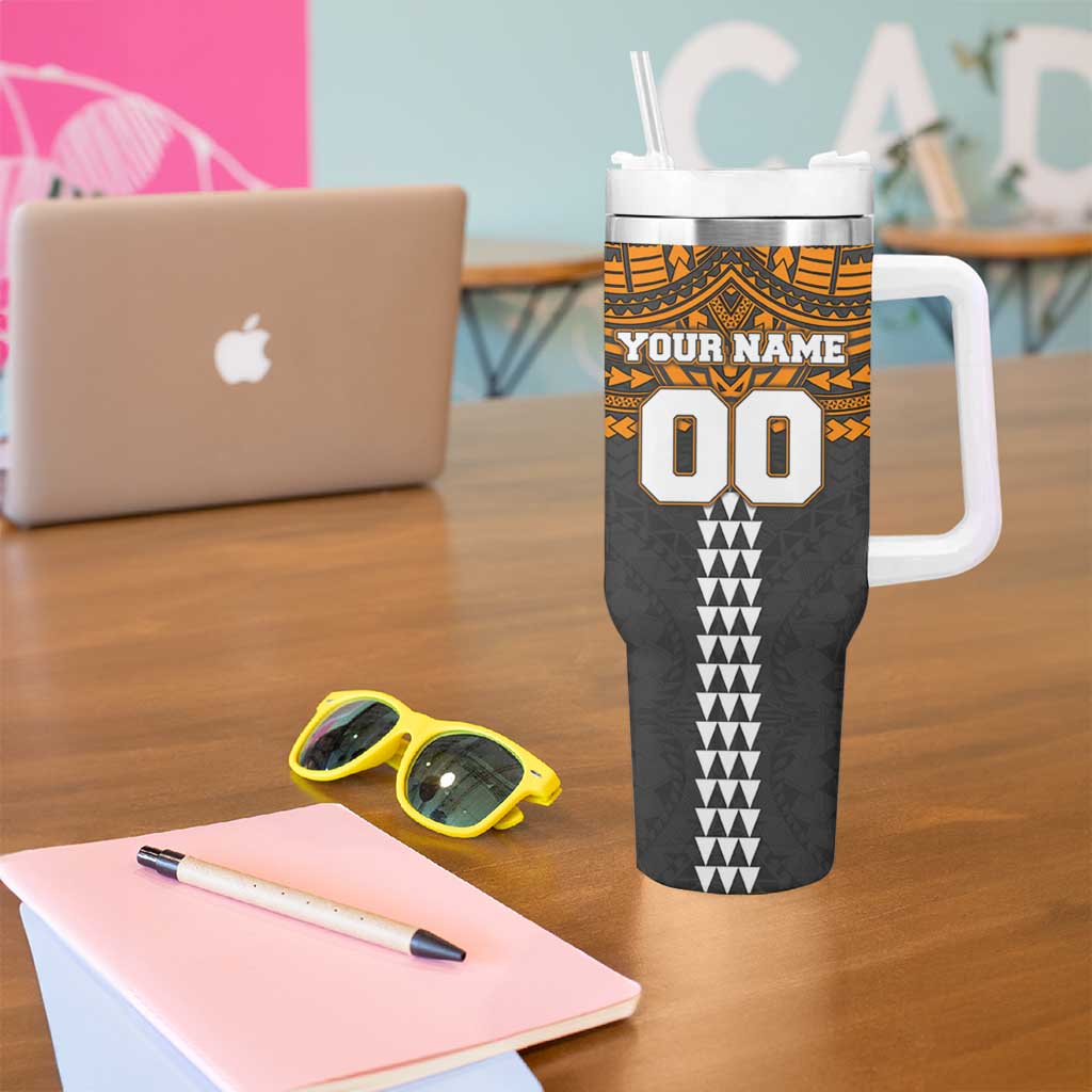 Personalized GWS Giants Tumbler With Handle Polynesian Tribal Pattern Heritage Football