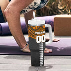 Personalized GWS Giants Tumbler With Handle Polynesian Tribal Pattern Heritage Football