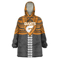 Personalized GWS Giants Wearable Blanket Hoodie Polynesian Tribal Pattern Heritage Football