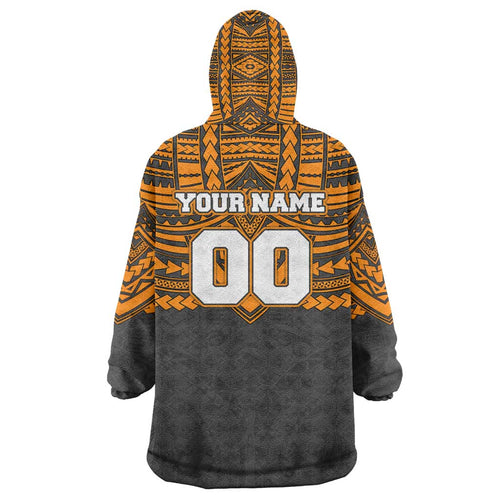Personalized GWS Giants Wearable Blanket Hoodie Polynesian Tribal Pattern Heritage Football