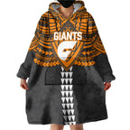 Personalized GWS Giants Wearable Blanket Hoodie Polynesian Tribal Pattern Heritage Football