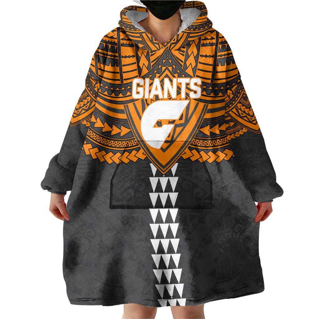 Personalized GWS Giants Wearable Blanket Hoodie Polynesian Tribal Pattern Heritage Football