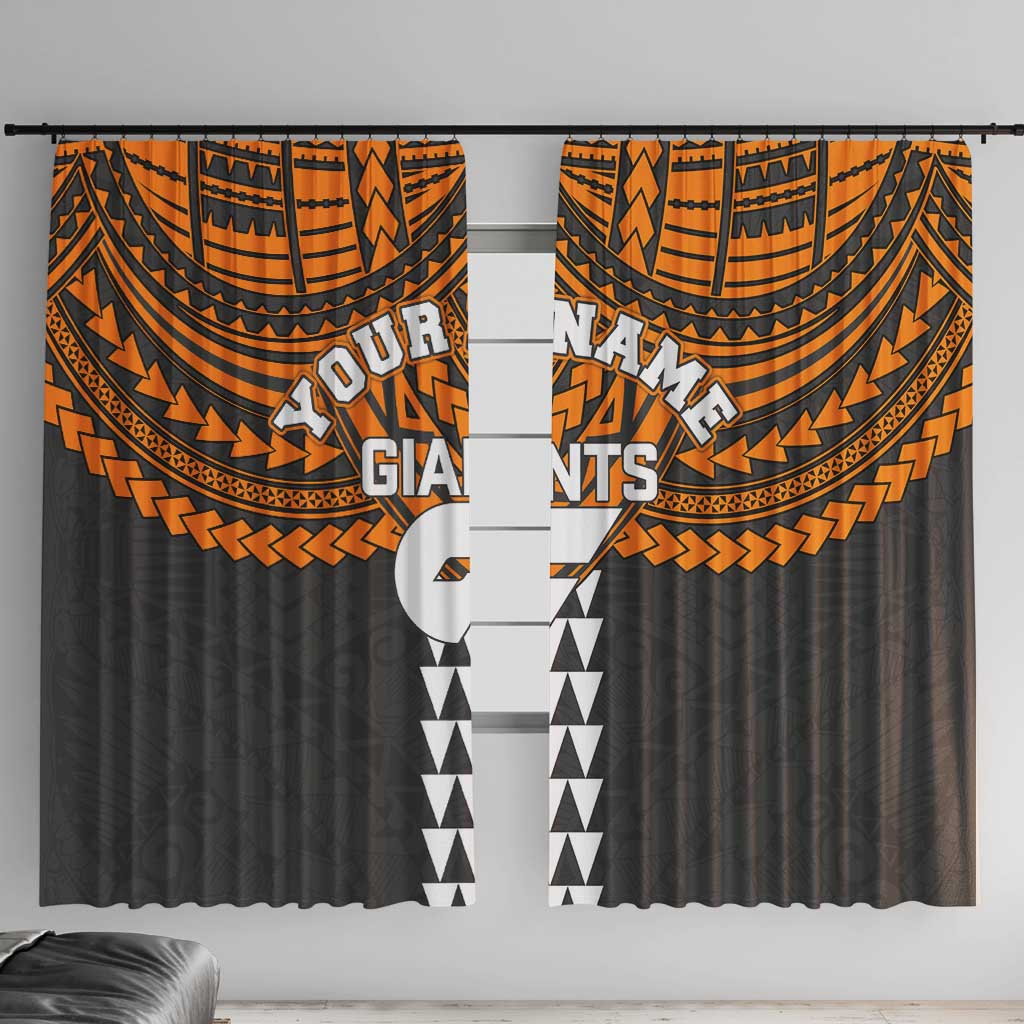 Personalized GWS Giants Window Curtain Polynesian Tribal Pattern Heritage Football