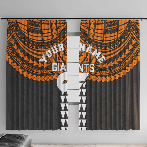 Personalized GWS Giants Window Curtain Polynesian Tribal Pattern Heritage Football