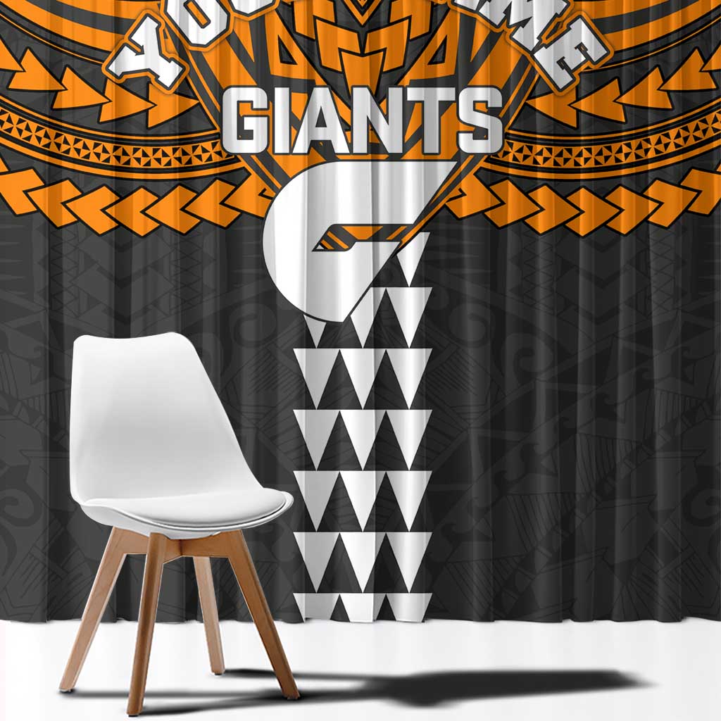 Personalized GWS Giants Window Curtain Polynesian Tribal Pattern Heritage Football