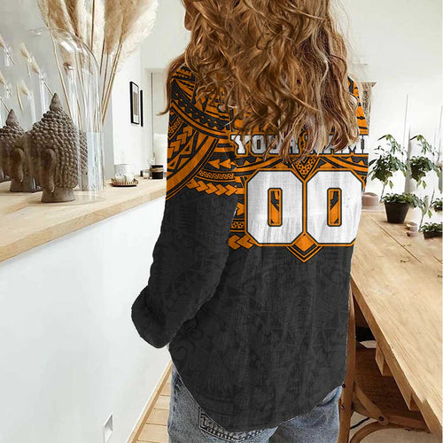 Personalized GWS Giants Women Casual Shirt Polynesian Tribal Pattern Heritage Football