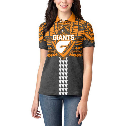 Personalized GWS Giants Women Polo Shirt Polynesian Tribal Pattern Heritage Football