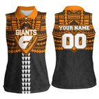Personalized GWS Giants Women Sleeveless Polo Shirt Polynesian Tribal Pattern Heritage Football