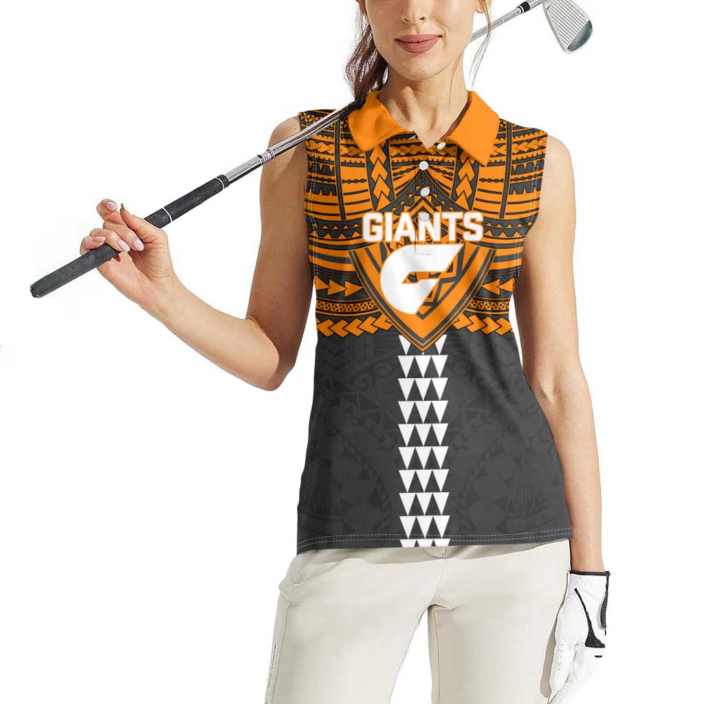 Personalized GWS Giants Women Sleeveless Polo Shirt Polynesian Tribal Pattern Heritage Football