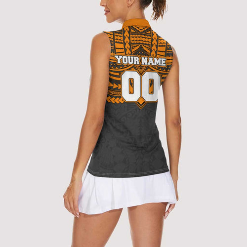 Personalized GWS Giants Women Sleeveless Polo Shirt Polynesian Tribal Pattern Heritage Football