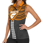 Personalized GWS Giants Women Sleeveless Polo Shirt Polynesian Tribal Pattern Heritage Football