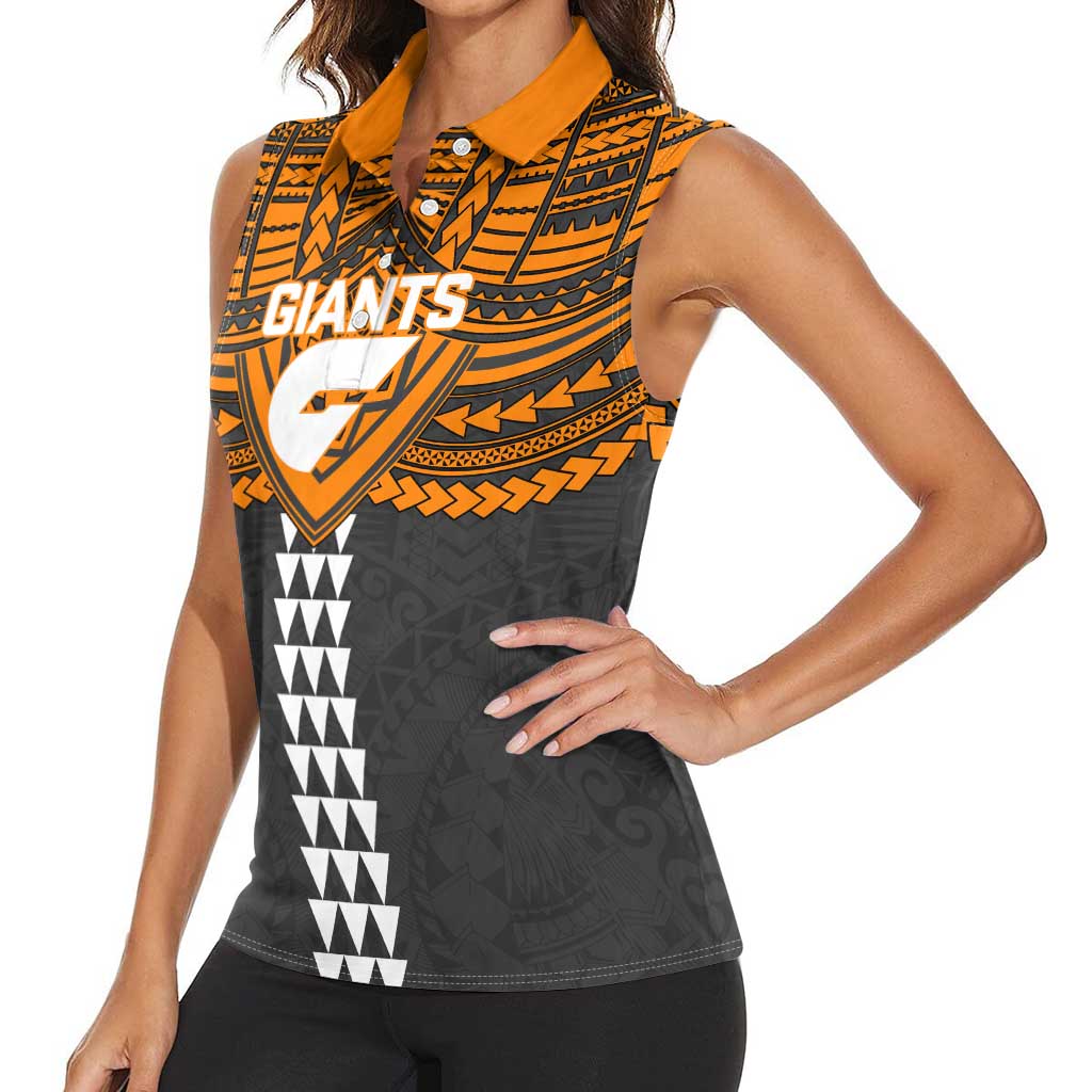 Personalized GWS Giants Women Sleeveless Polo Shirt Polynesian Tribal Pattern Heritage Football
