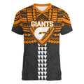 Personalized GWS Giants Women V-Neck T-Shirt Polynesian Tribal Pattern Heritage Football