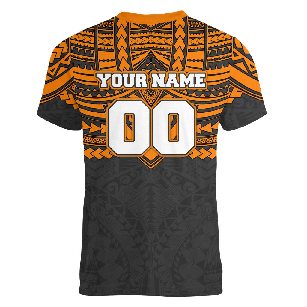 Personalized GWS Giants Women V-Neck T-Shirt Polynesian Tribal Pattern Heritage Football