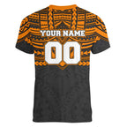 Personalized GWS Giants Women V-Neck T-Shirt Polynesian Tribal Pattern Heritage Football