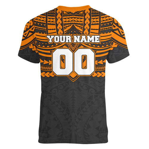 Personalized GWS Giants Women V-Neck T-Shirt Polynesian Tribal Pattern Heritage Football