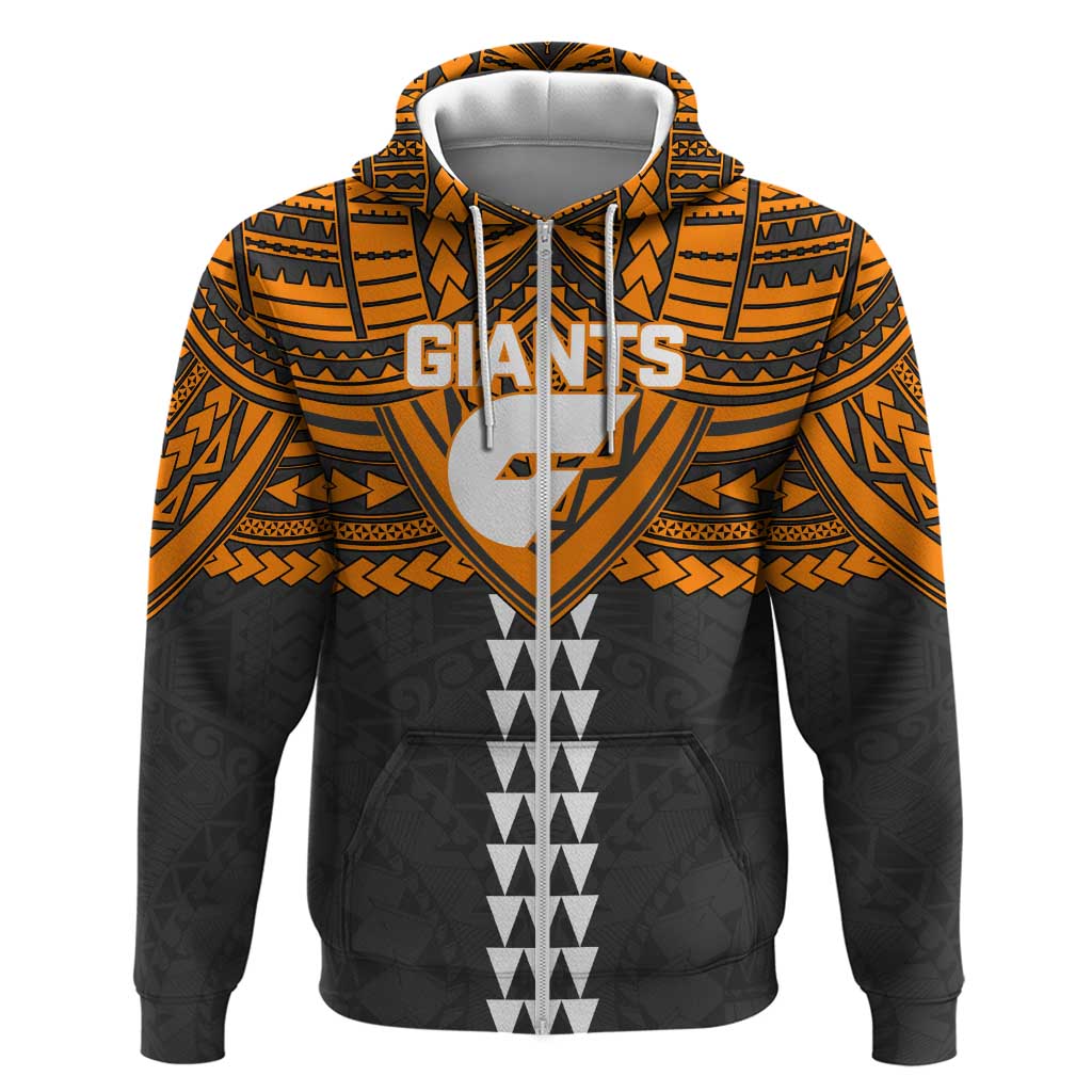 Personalized GWS Giants Zip Hoodie Polynesian Tribal Pattern Heritage Football