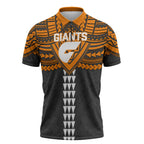 Personalized GWS Giants Zipper Polo Shirt Polynesian Tribal Pattern Heritage Football