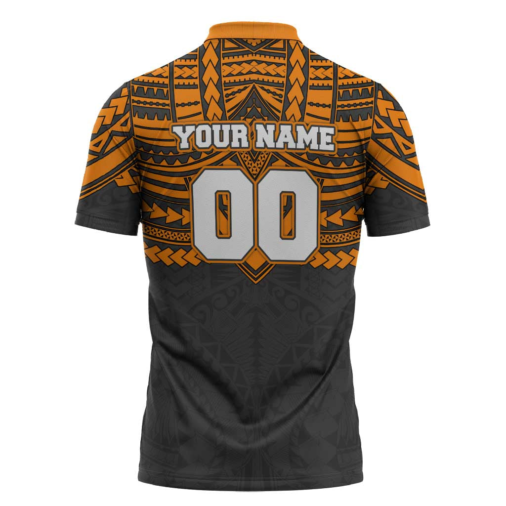 Personalized GWS Giants Zipper Polo Shirt Polynesian Tribal Pattern Heritage Football