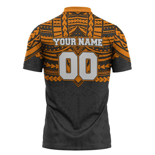 Personalized GWS Giants Zipper Polo Shirt Polynesian Tribal Pattern Heritage Football