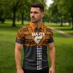 Personalized GWS Giants Zipper Polo Shirt Polynesian Tribal Pattern Heritage Football