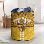 Personalized Hawthorn Hawks Laundry Basket Polynesian Tribal Pattern Heritage Football