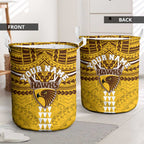 Personalized Hawthorn Hawks Laundry Basket Polynesian Tribal Pattern Heritage Football