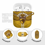 Personalized Hawthorn Hawks AirPods Case Polynesian Tribal Pattern Heritage Football