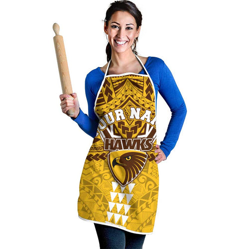 Personalized Hawthorn Hawks Apron Polynesian Tribal Pattern Heritage Football