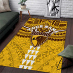Personalized Hawthorn Hawks Area Rug Polynesian Tribal Pattern Heritage Football