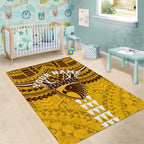 Personalized Hawthorn Hawks Area Rug Polynesian Tribal Pattern Heritage Football