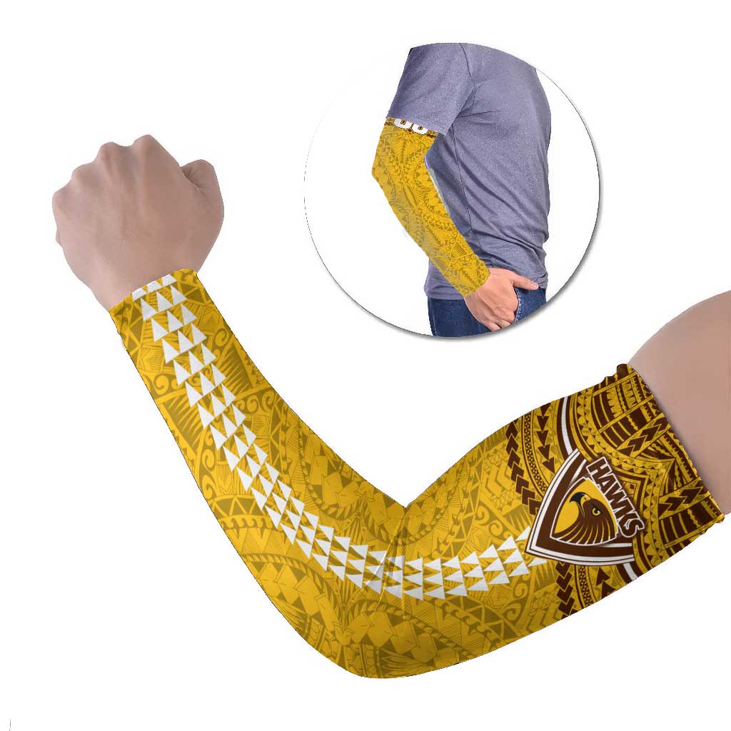 Personalized Hawthorn Hawks Arm Sleeves Polynesian Tribal Pattern Heritage Football