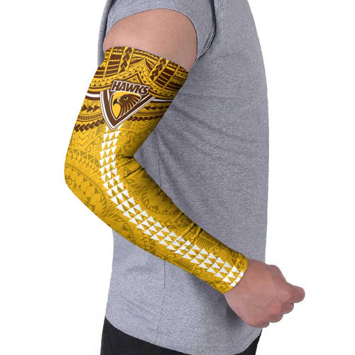 Personalized Hawthorn Hawks Arm Sleeves Polynesian Tribal Pattern Heritage Football
