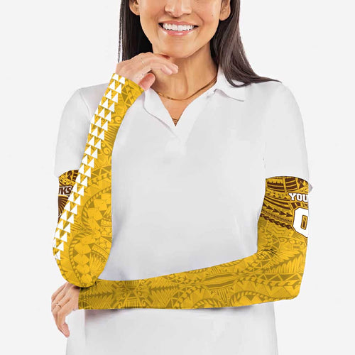 Personalized Hawthorn Hawks Arm Sleeves Polynesian Tribal Pattern Heritage Football