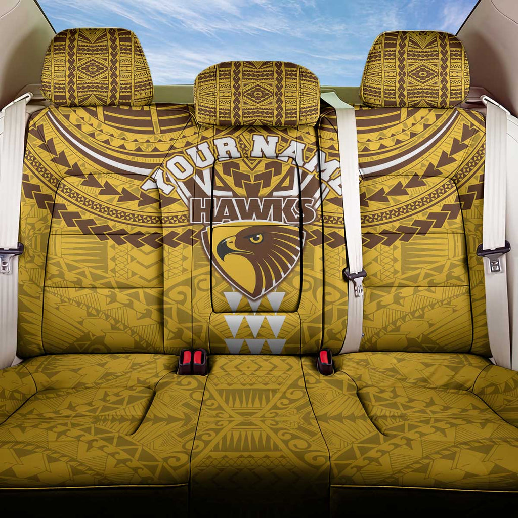 Personalized Hawthorn Hawks Back Car Seat Cover Polynesian Tribal Pattern Heritage Football